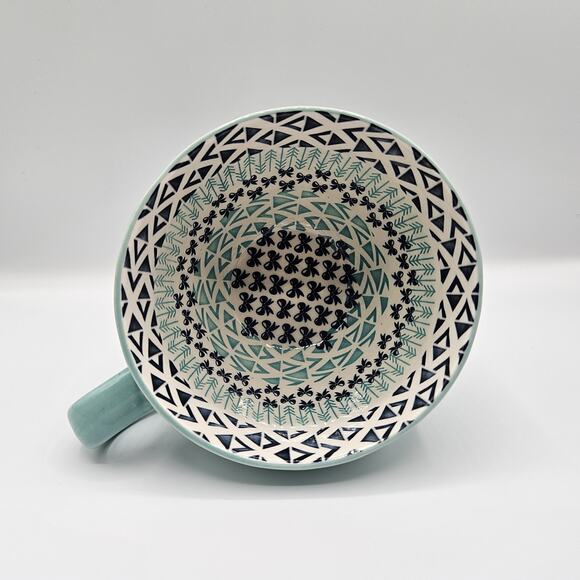 Signature Housewares Footed Ceramic Mug Mint Green Honeycomb Embossed - Picture 5 of 6